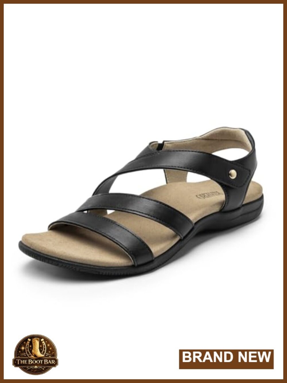 Orthopedic Arch Support Flat Sandals Faux Leather Adjustable Walking